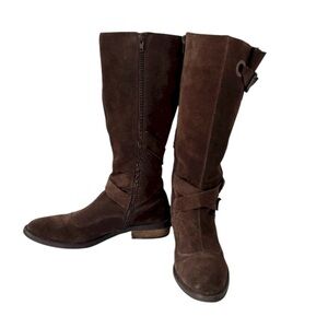Cordani Dark Brown Suede Knee Length Boot Size 37